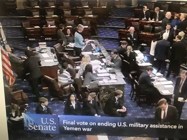 وكالة:الشيوخ الأمريكي يتحدى ترامب بتصويت تاريخي لانهاء دعم الحرب باليمن